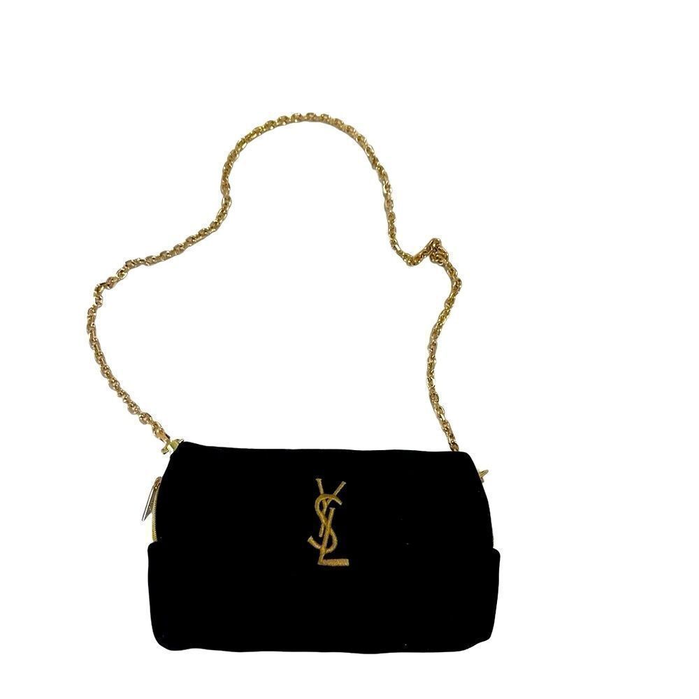 YSL makeup black velvet golden logo evening bag - Picture 4 of 8